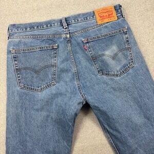 Levis 505 Jeans Mens 36x33 Actual Medium Wash Straight Denim Wallet Pocket Fade
